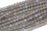 Natural Gray Agate, High Quality in Matte Round- 4mm, 6mm, 8mm, 10mm, 12mm Gemstone Beads