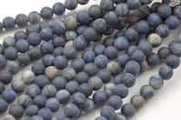LARGE-HOLE beads!!! 8mm or 10mm . 2mm hole. 7-8" strands. Matt-finished Dumortierite Big Hole Beads