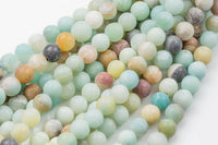 LARGE-HOLE beads!!! 8mm or 10mm Matte-finished round. 2mm hole. 7-8" strands. Matt Amazonite. Big Hole Beads