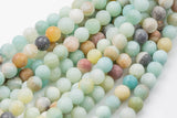 LARGE-HOLE beads!!! 8mm or 10mm Matte-finished round. 2mm hole. 7-8" strands. Matt Amazonite. Big Hole Beads