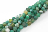 Natural Green Matt Banded Gray Agate, High Quality in Matt Round, 6mm, 8mm, 10mm -Full Strand 15.5 inch Strand Gemstone Beads