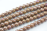 6mm 8mm 12mm Ceramic Smooth Round-11.5 inches per strand- Milk Chocolate Ab
