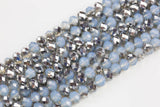 10mm Crystal Rondelle -1 or 5 or 10 STRANDS- White Opal Silver