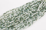 4mm Crystal Rondelle -2 or 5 or 10 STRANDS- White Green Metallic