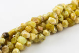Natural 14*18mm Faceted Nuggets Middle Drilled- Yellow Opal Gemstone Beads