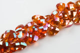 Briolette Teardrop Crystal- Medium and Large Silver-Full 15 inch strand- Mystic Red Champagne