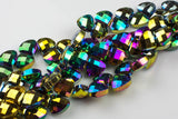 Briolette Teardrop Crystal- Medium and Large Silver-Full 15 inch strand- Mystic Multimetallic