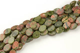 Natural Unikite- Flat Oval Beads-10x14mm- 28 Pieces- Special Shape- Full Strand- 16 Inches Gemstone Beads
