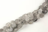 Natural Cloudy Quartz- Flat Oval Beads-10x14mm- 28 Pieces- Special Shape- Full Strand- 16 Inches Gemstone Beads