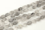 Natural Cloudy Quartz- Flat Oval Beads-10x14mm- 28 Pieces- Special Shape- Full Strand- 16 Inches Gemstone Beads