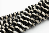 Natural Dzi Beads Black Single Band Faceted Round Beads. A Quality Full Strand 4mm, or 6mm. Gemstone Beads
