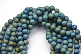 DRUZY AGATE Beads-- Blue Green Caste- 8mm, 10mm, 12mm. Full 15.5 inch strand