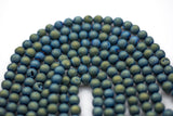 DRUZY AGATE Beads-- Blue Green Caste- 8mm, 10mm, 12mm. Full 15.5 inch strand
