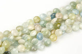 Natural aquamarine Puffy Coin beads in full strands- 12mm Gemstone Beads