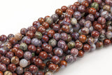Natural Red Lightning Agate- High Quality in Faceted Round- 4mm, 6mm, 8mm, 10mm, 12mm-Full Strand 15.5 inch Strand Gemstone Beads