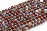 Natural Red Lightning Agate- High Quality in Faceted Round- 4mm, 6mm, 8mm, 10mm, 12mm-Full Strand 15.5 inch Strand Gemstone Beads