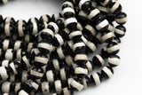 Natural Dzi Beads Black Single Band Faceted Round Beads. A Quality Full Strand 4mm, or 6mm. Gemstone Beads
