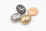 Medium Polki Style CZ Pave Bead Rose Cut Diamond Style 17x22mm - Oval - Gunmetal with Clear CZ - Gold Gunmetal Silver White Gold