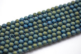 DRUZY AGATE Beads-- Blue Green Caste- 8mm, 10mm, 12mm. Full 15.5 inch strand