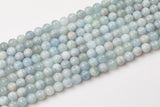 Natural WHOLESALE Faceted Blue Aquamarine Beads in Faceted Round Beads - Full Strands - 4mm 5mm 6mm 8mm 10mm 12mm - Grade AB