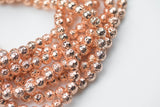 Rose Gold Plated Lava Rock Round Beads- Single Strand or Wholesale Bulk- -Full 15.5 Inch Strand, 4mm, 6mm, 8mm, 12mm, or 14mm Beads