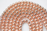 Rose Gold Plated Lava Rock Round Beads- Single Strand or Wholesale Bulk- -Full 15.5 Inch Strand, 4mm, 6mm, 8mm, 12mm, or 14mm Beads