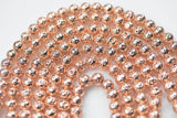 Rose Gold Plated Lava Rock Round Beads- Single Strand or Wholesale Bulk- -Full 15.5 Inch Strand, 4mm, 6mm, 8mm, 12mm, or 14mm Beads