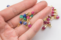 Birthstone Drops Small Petite Cute Drops Briolette Teardrop Charms / Pendants ~6x13mm - Real Ruby Sapphire Emerald