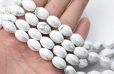 Natural White Howlite Matte Beads White Howlite Beads - 15x10mm Lantern - 1 strand ~15.5" - Special Exclusive Item Gemstone Beads