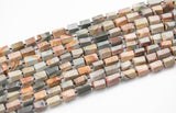Natural MEXICAN PICASSO JASPER 12x8mm - A Grade - Hand Faceted Barrels - 16" Strand Gemstone Beads