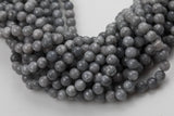Medium Gray Jade Faceted Round 4mm 6mm 8mm 10mm 12mm - Single or Bulk - 15.5" AAA Quality