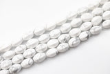 Natural White Howlite Matte Beads White Howlite Beads - 15x10mm Lantern - 1 strand ~15.5" - Special Exclusive Item Gemstone Beads