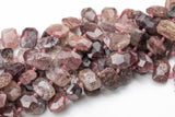 Natural Strawberry Quartz- ~16x23mm - Hand Faceted Flat Rectangular Nuggets - 16" Strand Gemstone Beads