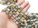 Natural MEXICAN PICASSO JASPER 12x8mm - A Grade - Hand Faceted Barrels - 16" Strand Gemstone Beads