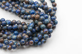 Gorgeous Blue Flower Agate, High Quality in Smooth Round- 4mm, 6mm, 8mm, 10mm, 12mm 14mm -Full Strand 15.5 inch Strand