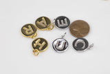 Alphabet Letter Letters Round Charms Gold and Silver / White Gold - 14mm Coin - Perfect for personalization Letters