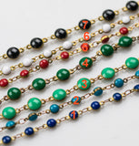 Sale!!! Puffy Coin Chain Brass in Enamel - 8 colors / 3 sizes! - By the Yard / 3 Feet