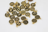 Alphabet Letter Letters Round Charms Gold and Silver / White Gold - 14mm Coin - Perfect for personalization Letters