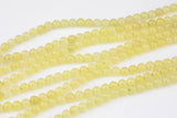 Pale Lemon Yellow Jade, High Quality in Smooth Round, 6mm, 8mm, 10mm, 12mm -Full Strand 15.5 inch Strand