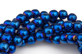 Blue Metallic HEMATITE Beads. Round Smooth. 2mm,3mm, 4mm, 6mm, 8mm,10mm or 12mm. Full Strand 16". AAA Quality AAA Quality