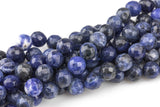 Natural Dark Blue Sodalite, High Quality in Faceted Round, -Full Strand 15.5 inch Strand, 4mm, 6mm, 8mm, 12mm, or 14mm Beads AAA Quality