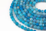 Aquamarine Fire Agate, High Quality in Matte Round, 6mm, 8mm, 10mm, 12mm- PM AAA Quality