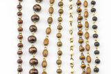 WHOLESALE Wood Rosary Chain GOLD 3-4mm Wood Rosary Chain...wire Open wrapped Sold Brass- 5 yards per order-15 Feet