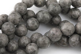 Natural Gray Mai Jasper High Quality in Faceted Round Gemstone Beads