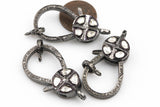 Beautiful PAVE DIAMOND with STERLING Silver Polki diamond clasps diamond lobster clasps. 19x38mm