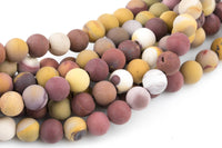 LARGE-HOLE beads!!! 8mm or 10mm Matte -finished round. 2mm hole. 7-8" strands. Mookaite Jasper AAA Quality Big Hole Beads