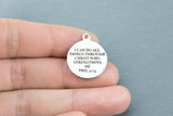 Stainless Steel Charms -- Bible Verse I can do all things through Christ who strengthens me Phil 4:13 - Laser Engraved Silver Tone
