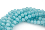 Cats Eye Cat's Eye, High Quality in Smooth Round, 4mm, 6mm, 8mm, 10mm, 12mm- Full Strand 15.5 inches Long- Light Aqua