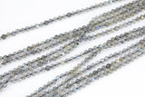 Natural Labradorite- Full Strands-15.5 inches-3mm- Nice Size Hole- Diamond Cutting,High Facets-Nice and Sparkly-Faceted Round