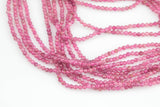 Natural Pink Tourmaline Beads Full Strands-15.5 inches-2.5mm- Nice Size Hole- Diamond Cutting, Nice and Sparkly- Faceted Round